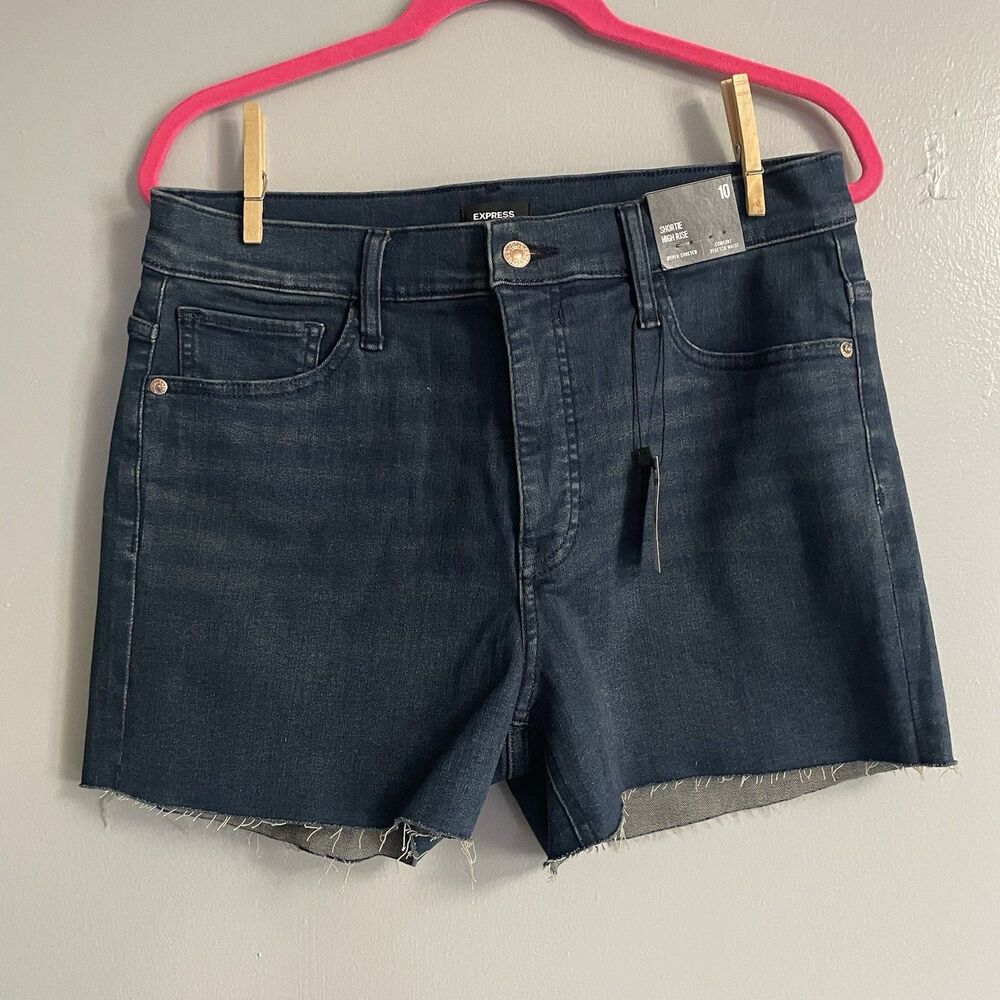 Women’s Express Jean Shorts NEW Size 10 Shortie High Rise Hyper Stretch